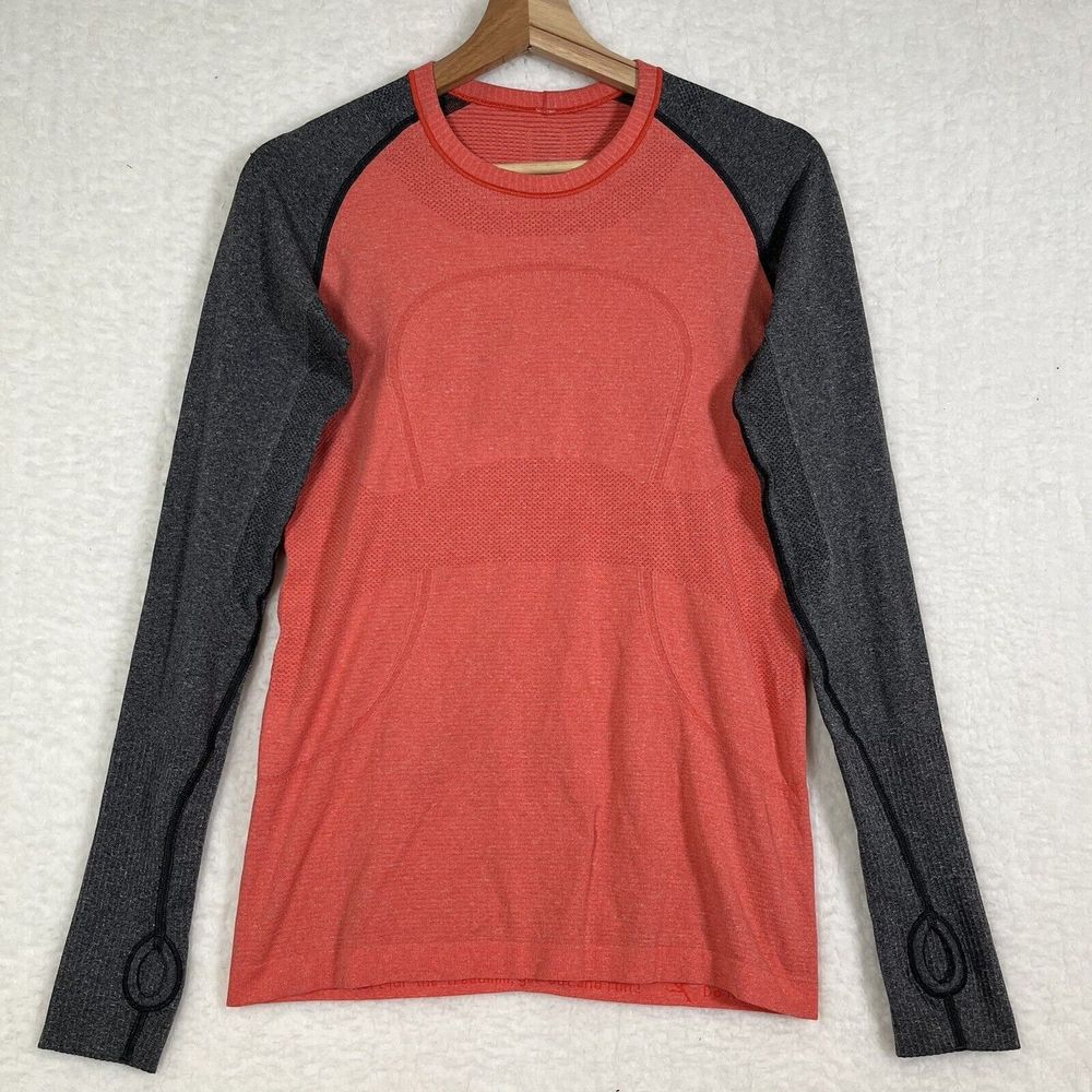 Lululemon Run Swiftly Tech Orange Gray Heather Long Sleeve Shirt Size 2, 4?